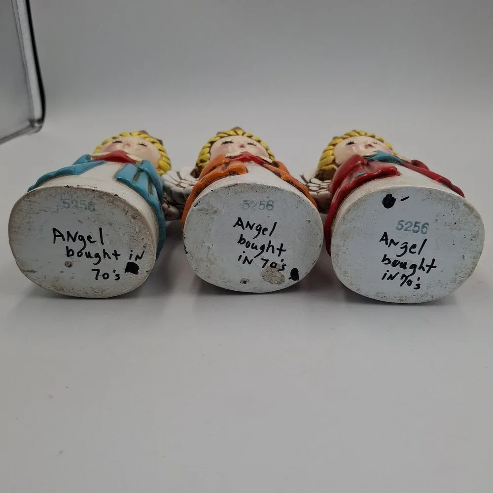 VTG Set of 3 Christmas Homco Choir Carolers Angels Candle Holders Christmas